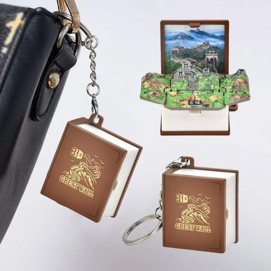 2Pcs Storypop Keychain Mini 3D Book Folding Toy Pop-Up Story Book Keyring Decoration Educational Stress Relief Toy for Kids