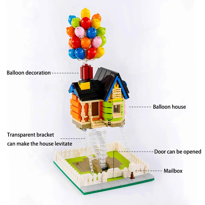 635pcs Ideas Balloon House Flying Up Home Garden Sky Adventure 7025 Building Block Sets Compatible With Model Toy Kid Gift