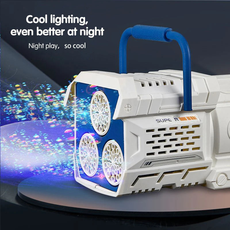 60 Holes Handheld Bubble Gun Electric Automatic Soap Bubble Machine With LED Light Outdoor Wedding Party Game Kids Toys Gifts