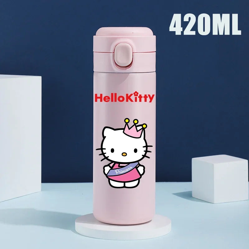 Sanrio 420 ML Thermos Mug Hello Kitty Cartoon 304 Stainless Steel Portable Water Cup Travel Water Bottle Kawaii Cups Kids Gifts