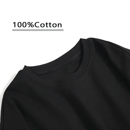 2024 Summer New Sports T-shirt 100% Cotton 2 English Letter Printing High Quality Round Neck Street Clothing Top Casual Clothing