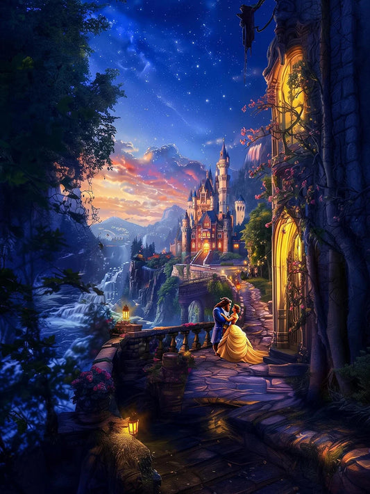 5D DIY Disney Princess Diamond Painting Beauty and Beast Cross Embroidery Landscape Castle Handmade Diamond Mosaic Art Gift