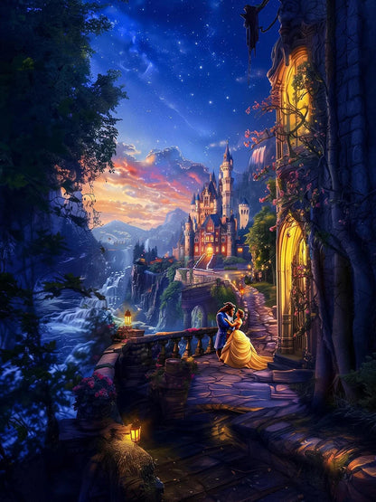 5D DIY Disney Princess Diamond Painting Beauty and Beast Cross Embroidery Landscape Castle Handmade Diamond Mosaic Art Gift