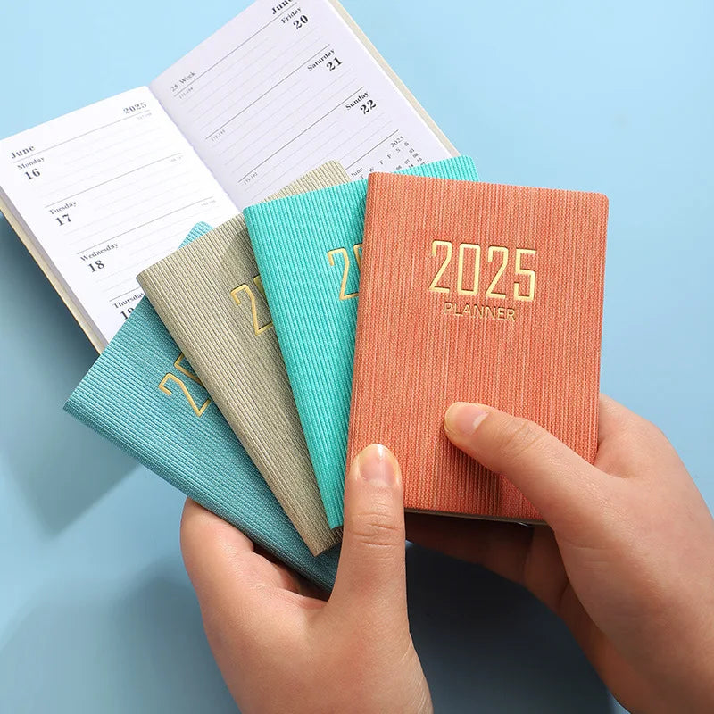 2025 A7 Mini Agenda Book Portable Diary Weekly Planner Notebooks To Do List English Notepad With Calendar School Office Supplies