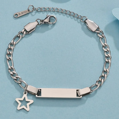 Personalized Stainless Steel Baby Newborn Name Bracelet for Boy Girl Best Gift Custom Heart Crown Butterfly Family Jewelry