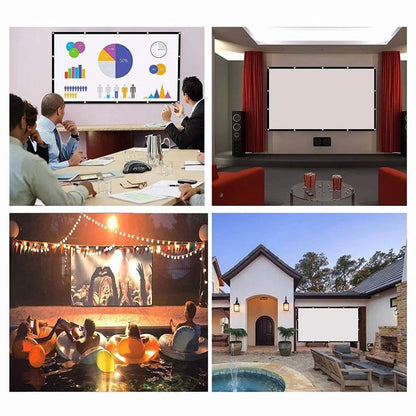 60-150 inch Portable Foldable Projector Screen High Density White No Creases Soft Projection Screen 16:9 for Home Indoor Outdoor