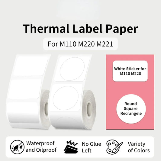 3 Rolls Thermal Sticker Label Paper Adhesive Square/Round Labels For M110/M221/M220/M120/M200/M110S For Logo,Address Label