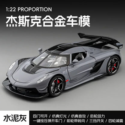 1:22 Jesko coche deportivo simulación de fundición a presión modelo de aleación de metal coche sonido luz pull back colección niños juguete regalos C359