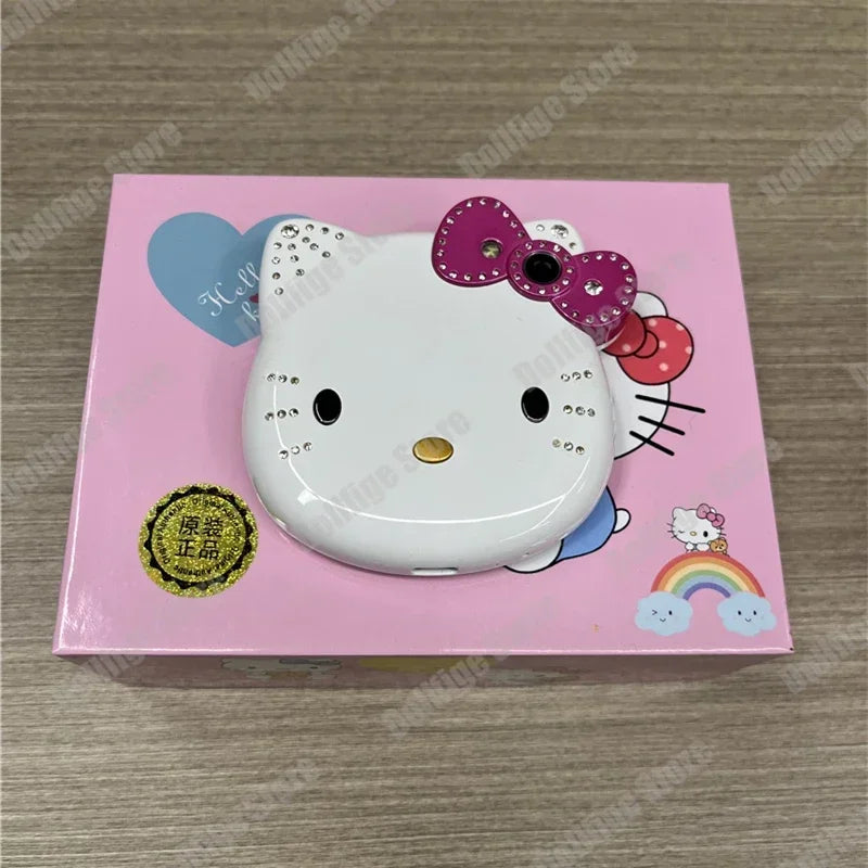 2024 New Product In Stock Cartoon Cute San Liou Kitty Flip Phone White Pink Mini Phone Children's Fashion Model Toy Youth Gift