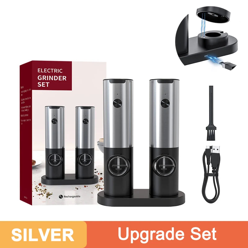 Usb Rechargeable Electric Salt And Pepper Grinder With Adjustable Coarseness Refillable Mill Battery Powered Kitchen Gadget
