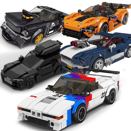 Technical Moc Car City Speed Champion Sports Car Racing Vehicle Building Blocks Brick Educational Construction Toys