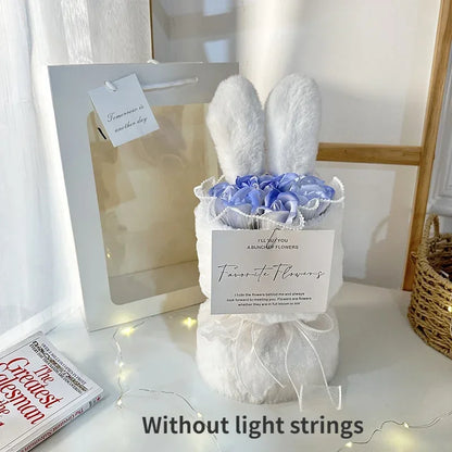 Rabbit Soap Flower Bouquet Valentine's Day Gifts Artificial Flower Bouquet for Party Supplies Bouqet Flowers Home Decoration