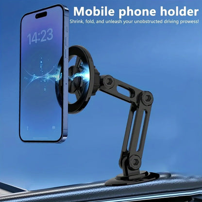 Aluminum alloy magnetic car phone holder, universal 360 ° rotatable shock-absorbing telescopic folding phone holder Accessories