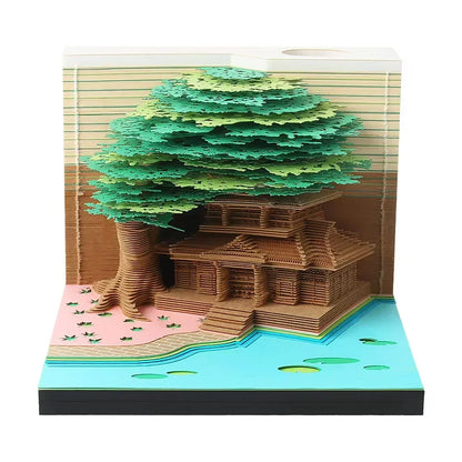 Treehouse 3D Desktop Calendar Sticky Notes Creative Crafts Souvenirs Paper Carvings Post-it Notes New Year Gifts Office Ornament
