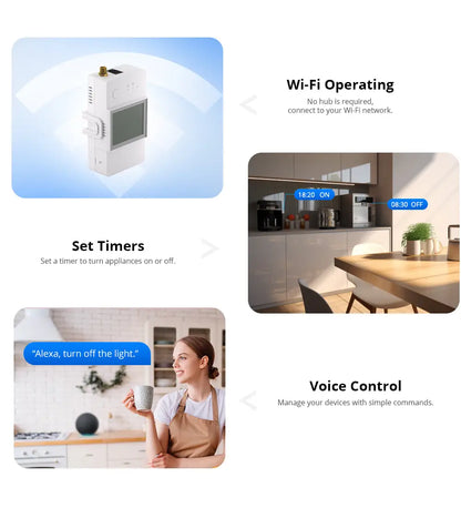 SONOFF POWCT POW Ring Smart Power Meter Energy Monitor 100A WiFi Smart Home Switch Support Contactor Control Alexa Google Home