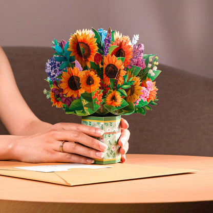 Tarjeta de felicitación emergente con flores en 3D para cumpleaños, día de la madre, día del padre, graduación, aniversario de bodas, mejórate pronto, simpatía