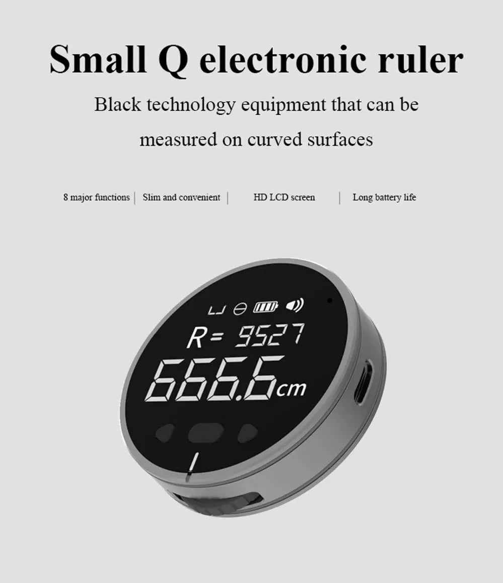 YYHC-Outil de mesure rechargeable Règle électronique Écran LCD HD Ruban à mesurer numérique roulant Règle multifonction portable