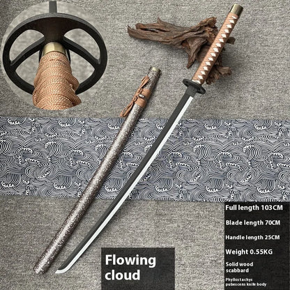 Tai Sword Katana Oriental Draw Sword with Sheath Tang Hengdao Wooden Sword Ancient Style Children's Toy Bamboo Wooden
