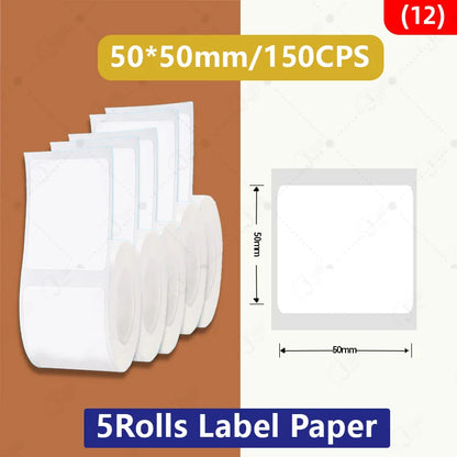 5 Rolls 30-50mm Thermal label Paper Rolls White Color Waterproof for Niimbot B1 B21 B203 B3S Label Printer Barcode Name Printing
