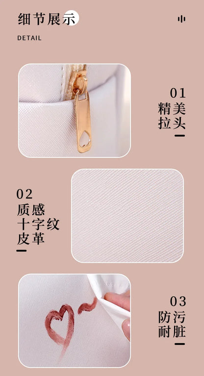 Small Makeup Bag PU Leather Travel Cosmetic Pouch Toiletry Bag for Women Portable Water-Resistant  Personalized Embroidery