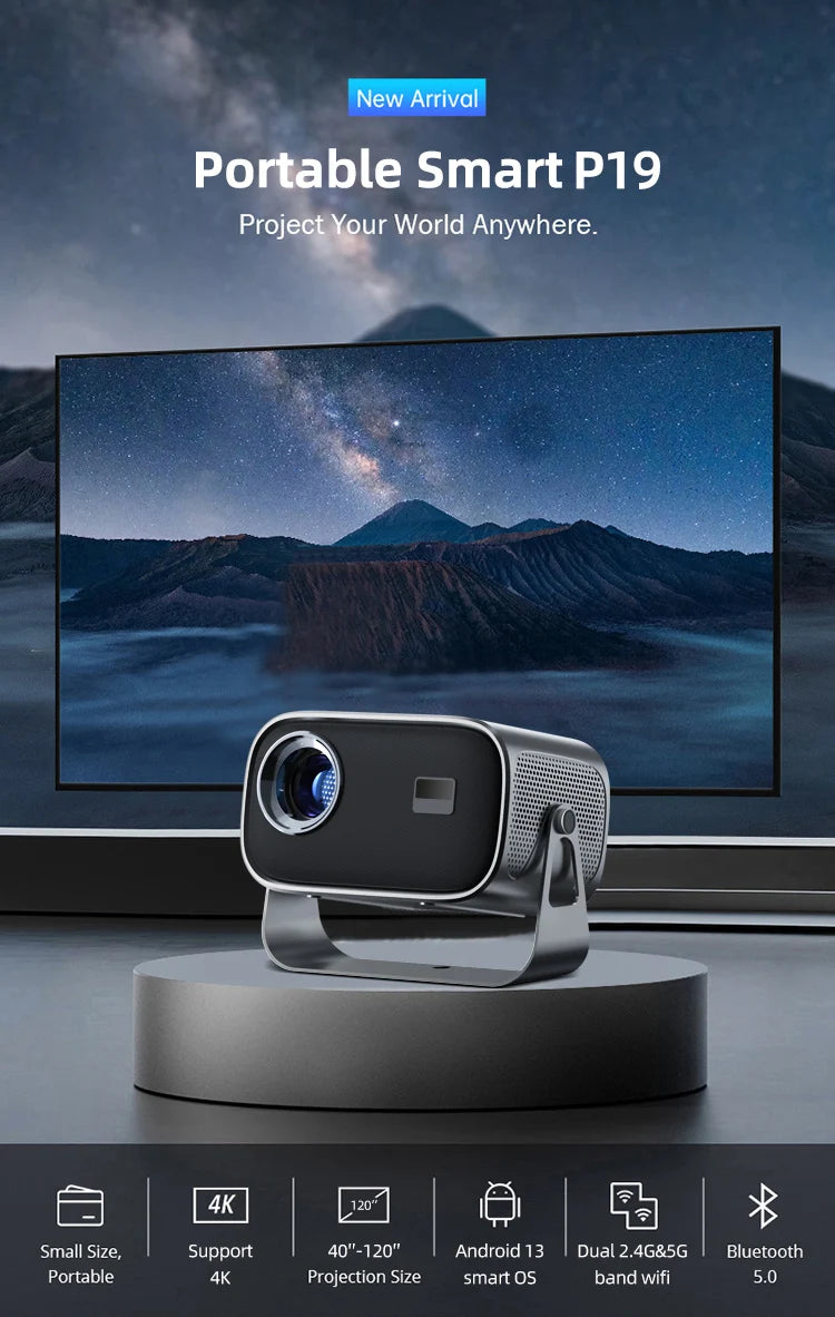 2024 Newest Portable Smart Android 13 Projector 1080p HD Low Noise Home Theater  Business Education 4K Short Throw Projectors