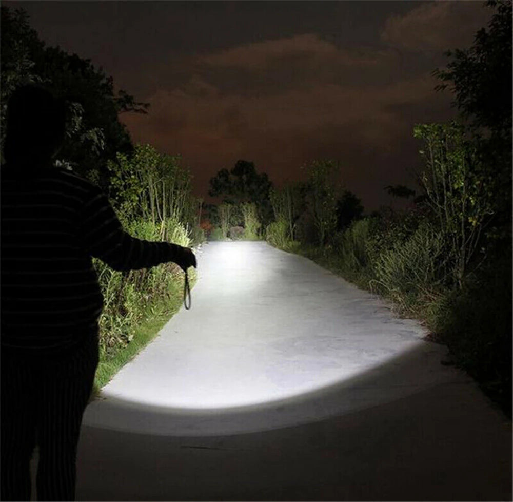 Super Bright LED Flashlight Telescopic Zoom Torch Outdoor Waterproof Work Light Emergency Lamp Camping Hiking Lamp Battery Power