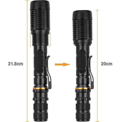 Super Bright LED Flashlight Telescopic Zoom Torch Outdoor Waterproof Work Light Emergency Lamp Camping Hiking Lamp Battery Power