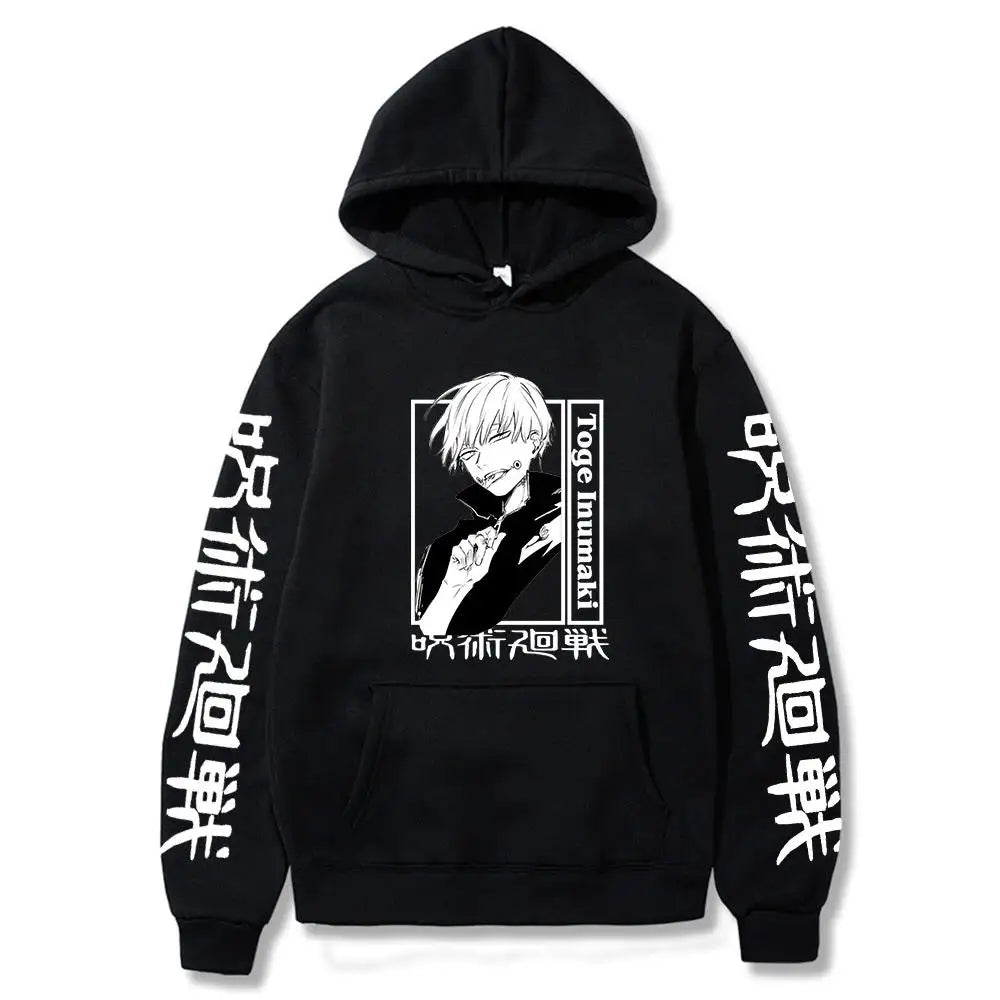Anime Jujutsu Kaisen Hoodies Men Fashion Winter Casual Oversized Hip Hop Pullovers Harajuku Cartoon Inumaki Toge Sweatshirt Top