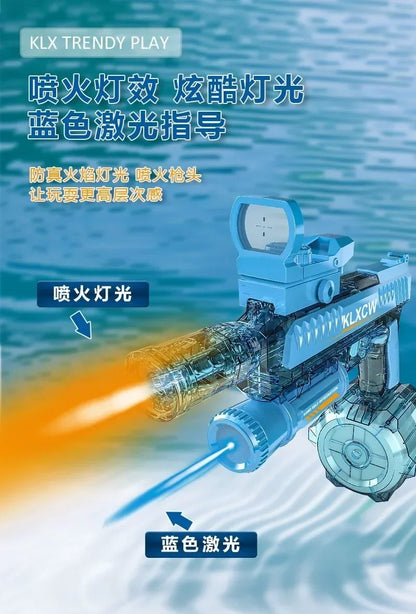 Pistola de agua automática de juguete con doble LED, pistola de agua eléctrica para disparar Glock, juguetes de piscina para playa para niños, regalos para adultos