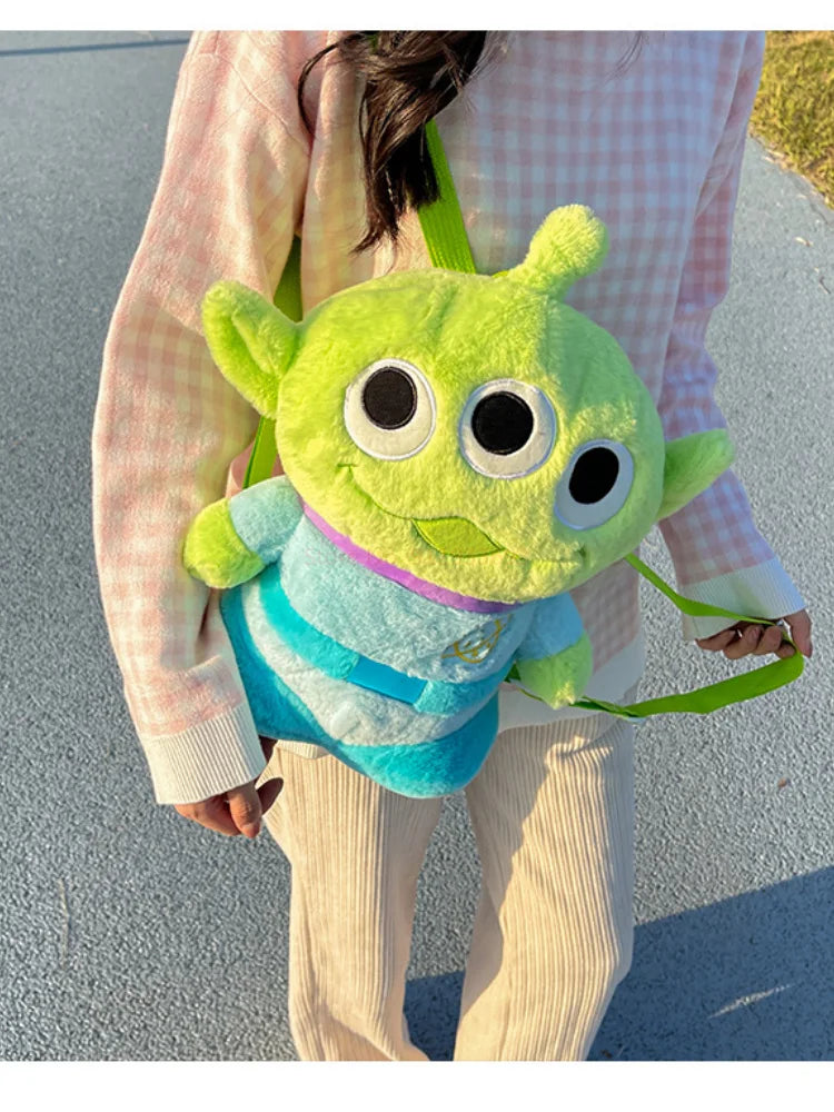40cm Genuine Disney Toy Story Alien Plush Schoolbag Backpack Kawaii Soft Cartoon Stuffed Toy Child Kawaii Backpacks For Children