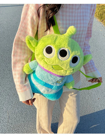 40cm Genuine Disney Toy Story Alien Plush Schoolbag Backpack Kawaii Soft Cartoon Stuffed Toy Child Kawaii Backpacks For Children