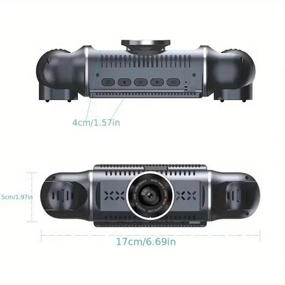 3.39 Inch IPS Screen Four Lens Vehicle DVR Dashboard Video Recorder Camera Black Car Dash Cam Monitor Universal Support 4 Lens