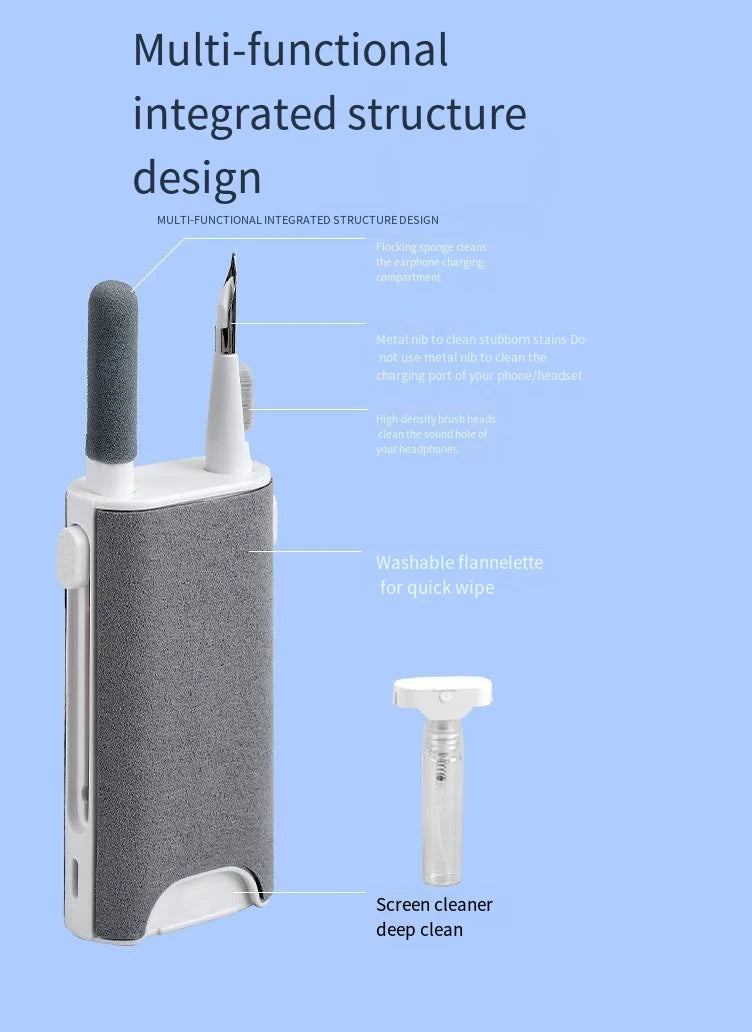 5-in-1 Cleaner Kit Laptop Screen Cleaner Kit Multifunctional Wireless Earphones Cleaning Tool For LPhone ChargingPort