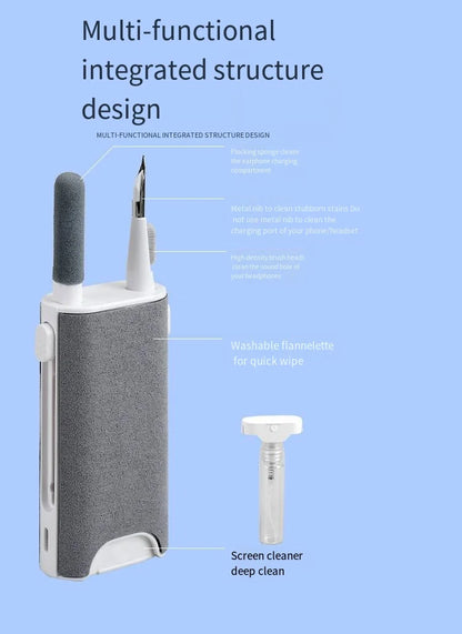 5-in-1 Cleaner Kit Laptop Screen Cleaner Kit Multifunctional Wireless Earphones Cleaning Tool For LPhone ChargingPort