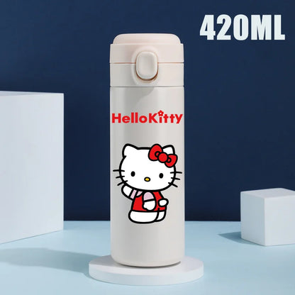 Sanrio 420 ML Thermos Mug Hello Kitty Cartoon 304 Stainless Steel Portable Water Cup Travel Water Bottle Kawaii Cups Kids Gifts