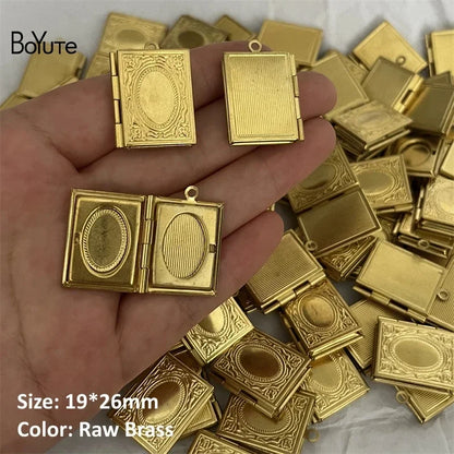 BoYuTe (10 Pieces/Lot) 19*26MM Rectangle Locket Photo customized Book Locket Pendant Floating Locket Charms customized