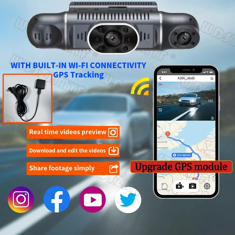 360 Degrees 4Camera GPS Car DVR 4*1080P Video Recorder WIFI APP Dash Cam Front right left Rear View camera 24h Parking Monitor