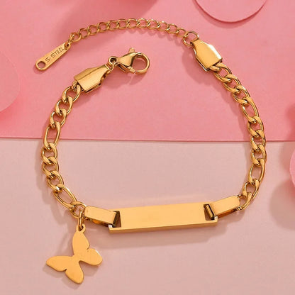 Personalized Stainless Steel Baby Newborn Name Bracelet for Boy Girl Best Gift Custom Heart Crown Butterfly Family Jewelry