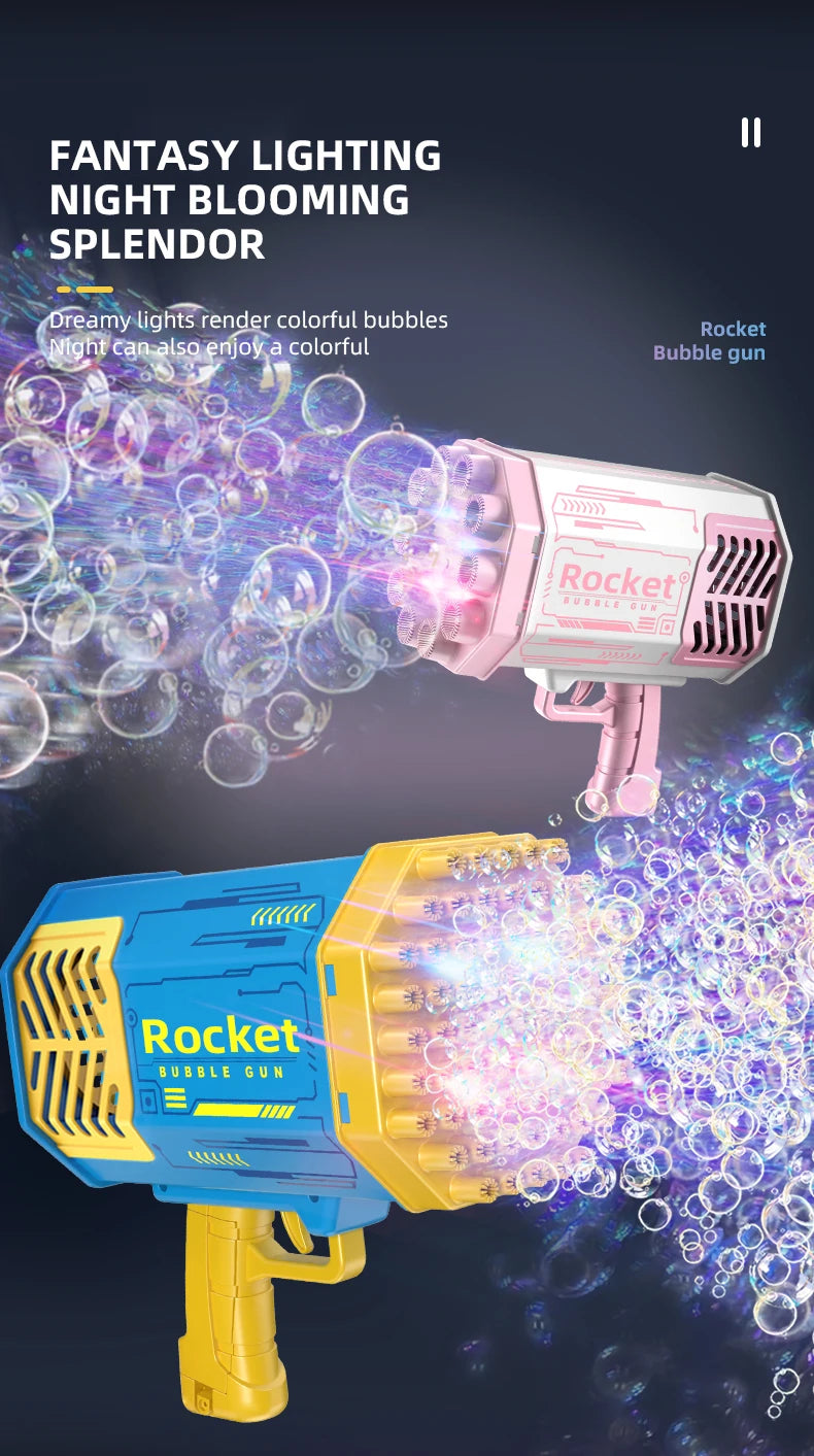 69 Holes Rocket Bubble Gun Machine Angel LED Kids Automatic Soap Bubbles Blower Maker Toys for Wedding Party Outdoor Games