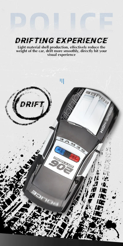 Voiture de police télécommandée 1/12 RC Drift 2,4 GHz Véhicule de course tout-terrain à grande vitesse avec lumières cool Jouets pour enfants Cadeau d'anniversaire pour garçons