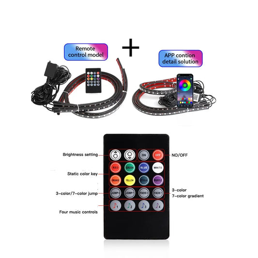 Attractive Car Atmosphere Lights, Colorful Chassis Light, LED Lights Strip Modified, Bluetooth APP Decorative Light Strip