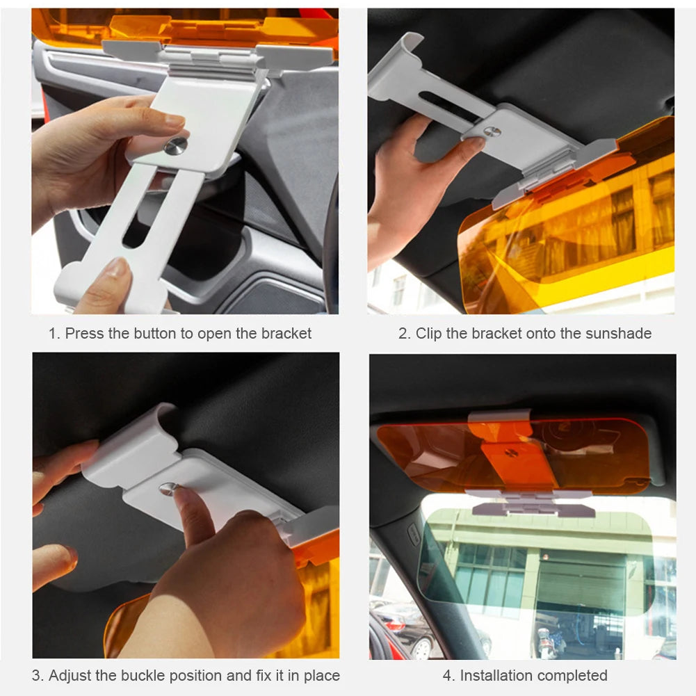 Anti-Dazzle Car Sun Visor UV Blocking Anti Glare Sun Shade Adjustable Polarized Sunshade Day and Night Dual Use Sun Blocker