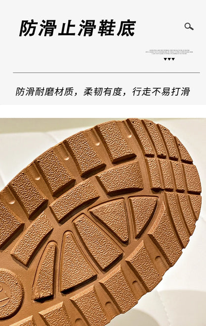2024 Winter New Snow Boots for Women Cashmere Warm Thick Soles Without Heel-covered Hair Half Slipper Cotton Shoes for Women