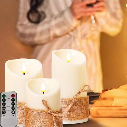 3Pcs Flameless Led Candle with Remote and Timer Candles Flickering Realistic For Home Christmas Party Wedding(without battery)