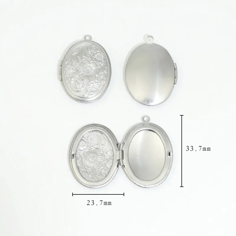 BoYuTe (20 Pieces/Lot) 316 Stainless Steel Oval Shaped Locket Pendant Can Open Photo Locket Diy Jewelry Materials