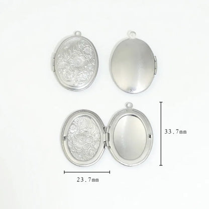 BoYuTe (20 Pieces/Lot) 316 Stainless Steel Oval Shaped Locket Pendant Can Open Photo Locket Diy Jewelry Materials