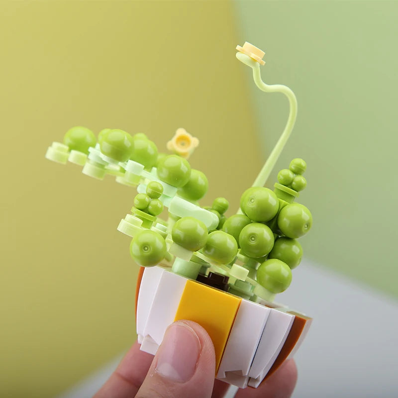 Simulation Succulents Flowers Bricks Plants Bonsai Cactus Aloe Vera DIY Assembled Toy Building Blocks Creative Kids Toys Gift