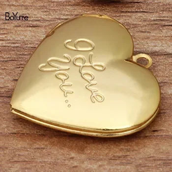 BoYuTe (10 Pieces/Lot) 29*27MM Heart Pendant I Love You Love Locket Factory Direct Wholesale Metal Brass Photo Locket Pendant