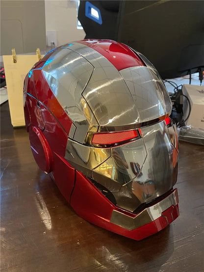 Avenger Iron Man Mk-5 Helmet Electric 1/1 Mk5 Helmet Remote & Voice Control Cosplay Light Led Ironman Action Figure Toys Gifts
