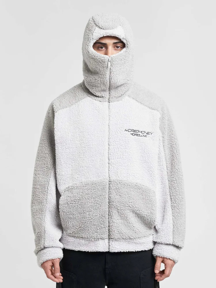 Manteau d'hiver en laine d'agneau pour homme, ample, décontracté, contraste, épissure, capuche, fermeture éclair, vêtements d'extérieur, peluche, épais, chaud, couple